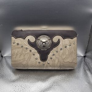 Elegant Beige and Brown Wallet with Embellishments